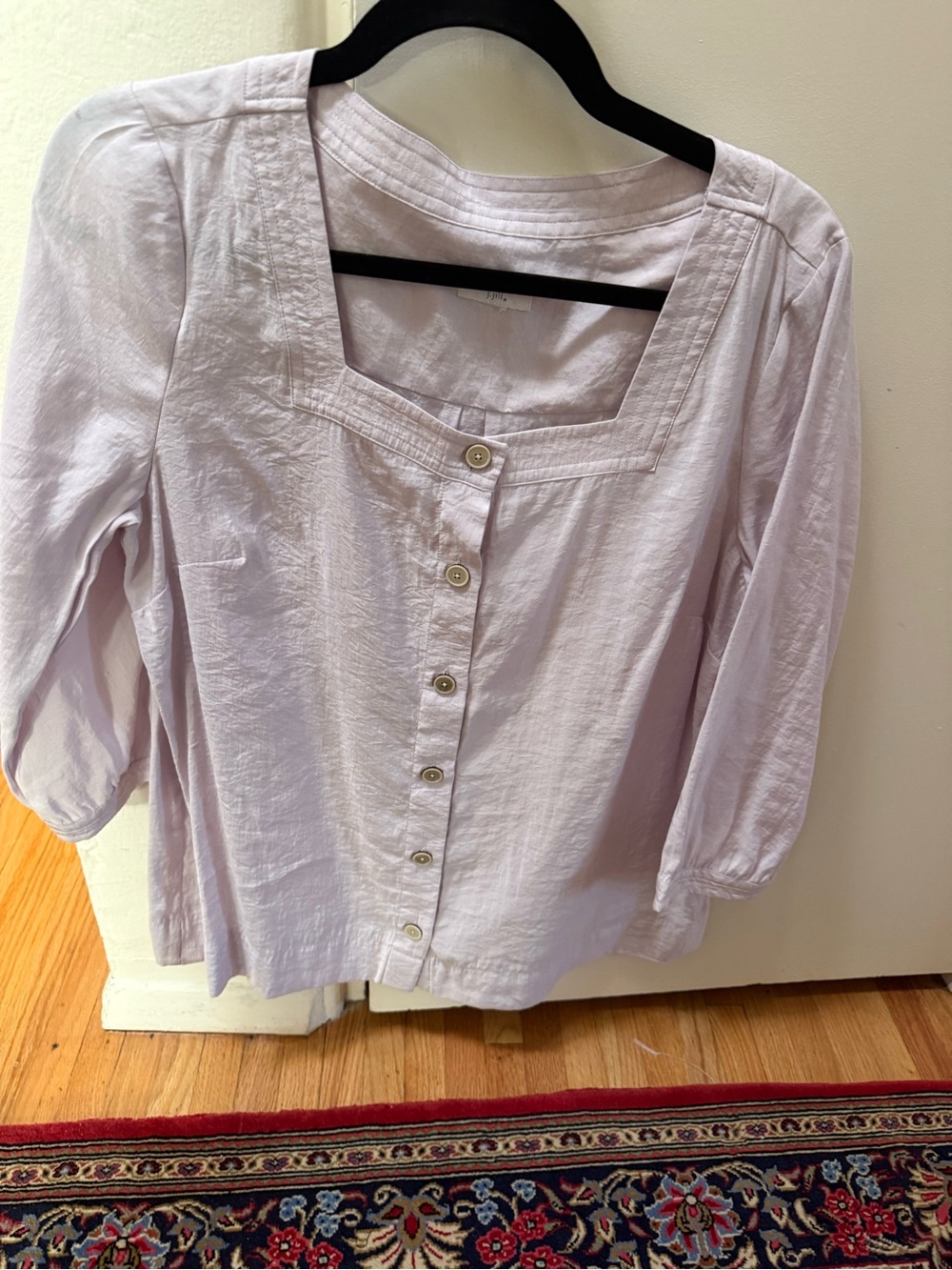 J. Jill Pale Lavender Button-Front Square Neck Modal Blouse